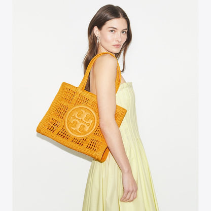 Tory Burch Small Ella Hand-Crocheted Tote Peachy