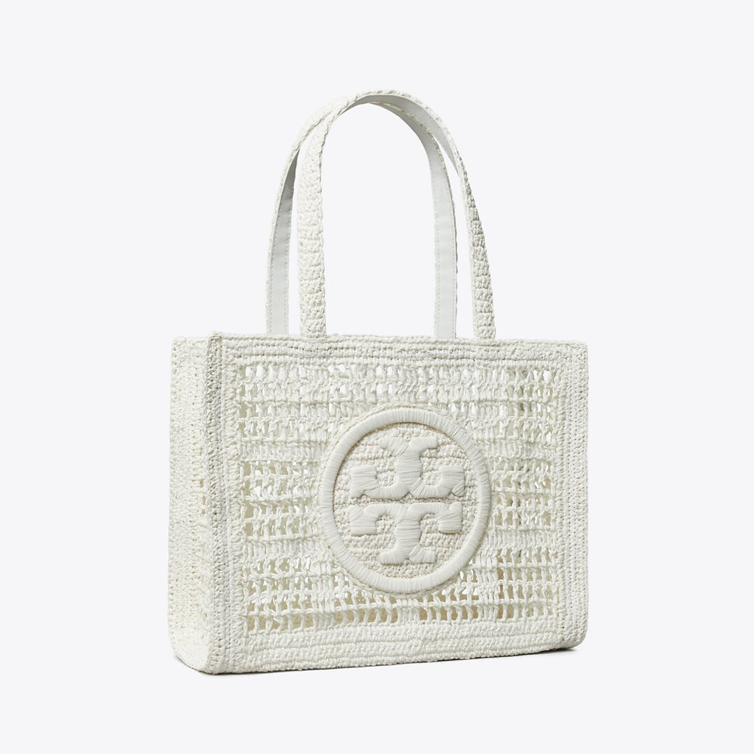 Tory Burch Small Ella Hand-Crocheted Tote White
