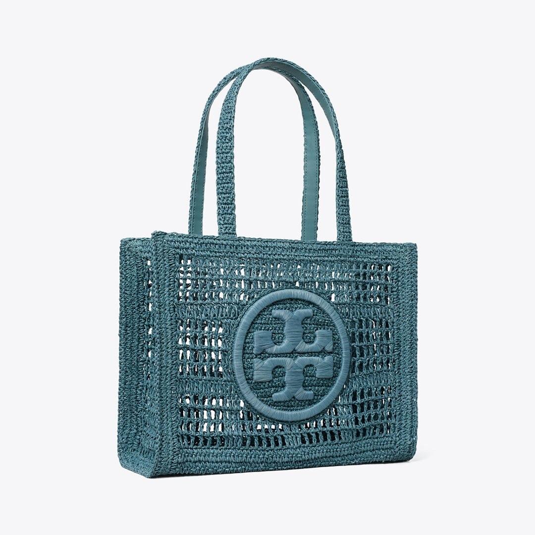 Tory Burch Small Ella Hand-Crocheted Tote Deep Slate