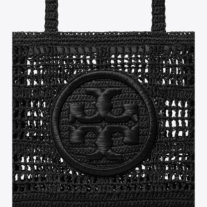 Tory Burch Small Ella Hand-Crocheted Tote Black