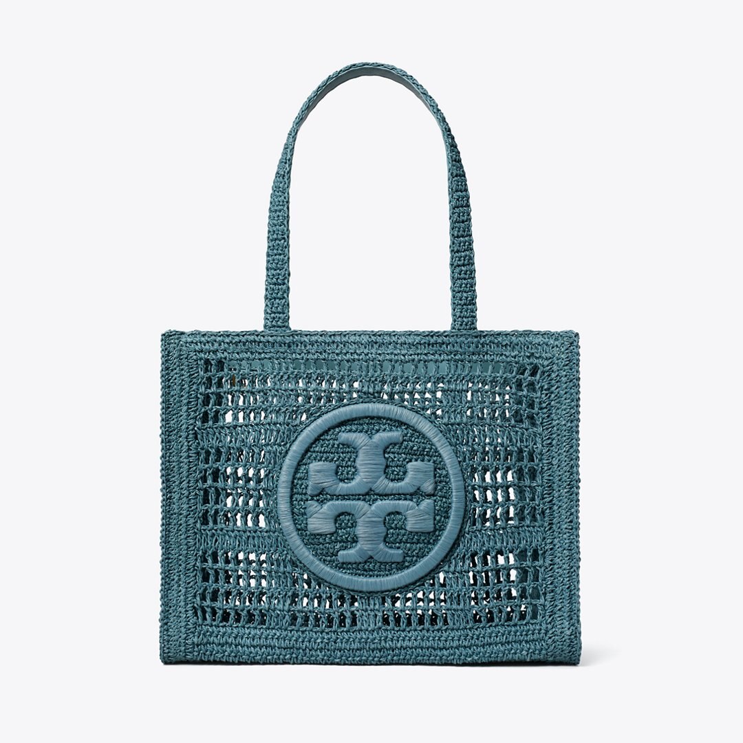 Tory Burch Small Ella Hand-Crocheted Tote Deep Slate