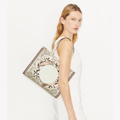 Tory Burch Small Ella Printed Tote Pink Cockatoo