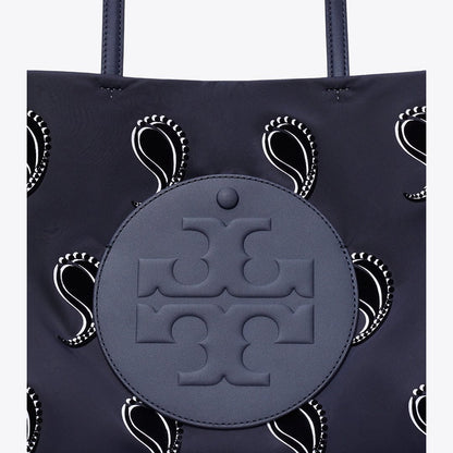 Tory Burch Small Ella Printed Tote Medium Navy Pajama Print