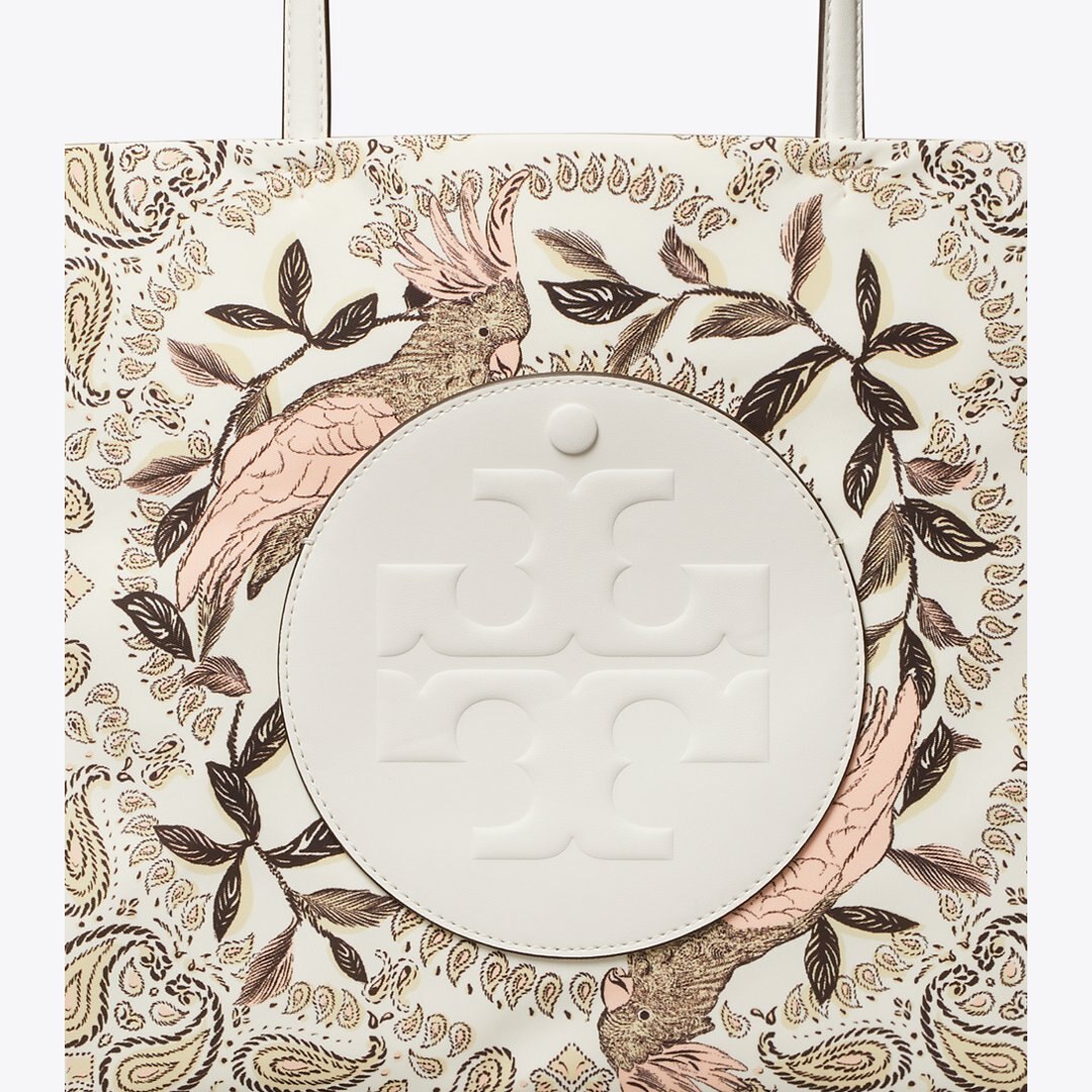 Tory Burch Small Ella Printed Tote Pink Cockatoo