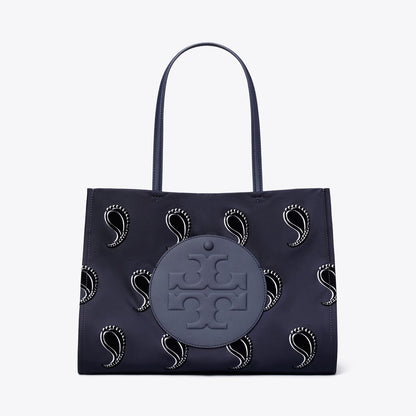 Tory Burch Small Ella Printed Tote Medium Navy Pajama Print