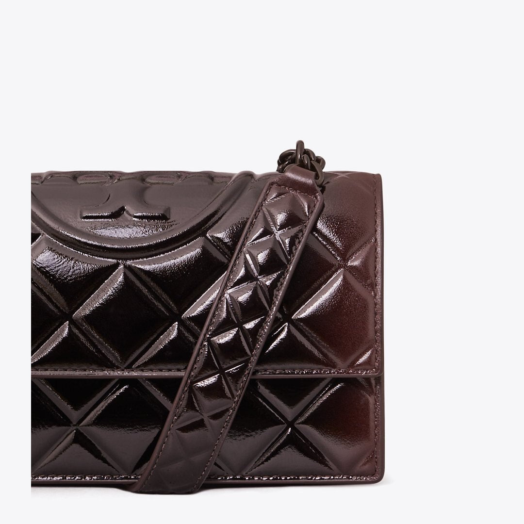 Tory Burch Small Fleming Patent Shoulder Bag Deep Burgundy