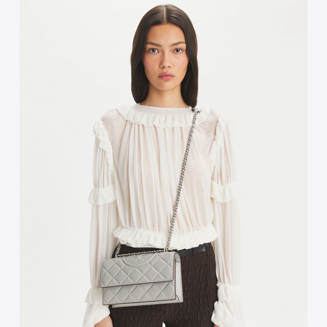 Tory Burch Small Fleming Shoulder Bag Gray