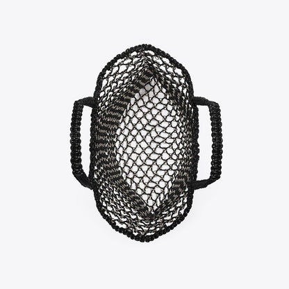 Tory Burch Small Handwoven Chain Mesh Tote Black / Silver