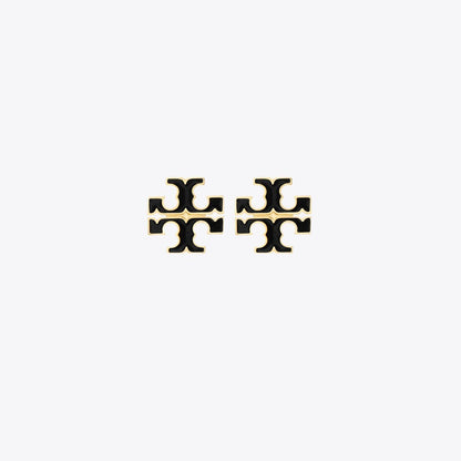 Tory Burch Small Icon Enamel Stud Earrings Black