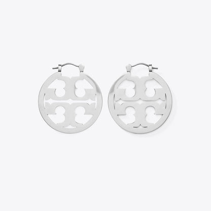 Tory Burch Small Icon Hoop Earrings Tory Silver