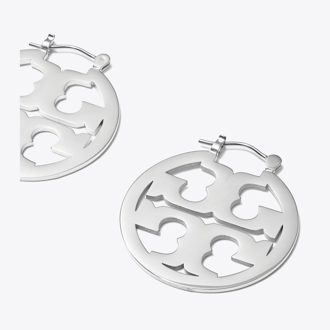 Tory Burch Small Icon Hoop Earrings Tory Silver