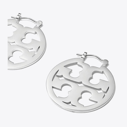 Tory Burch Small Icon Hoop Earrings Tory Silver