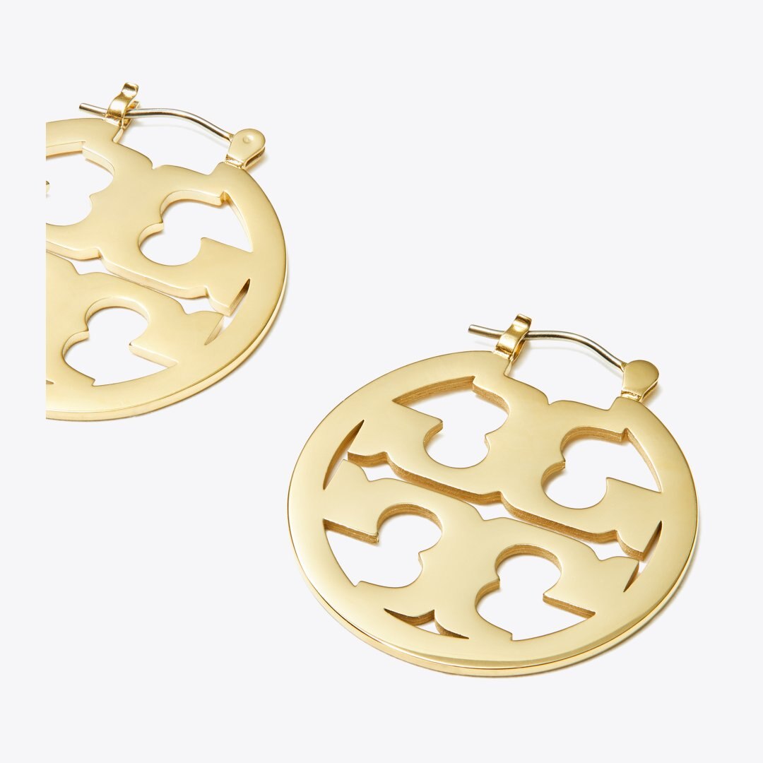 Tory Burch Small Icon Hoop Earrings Tory Gold