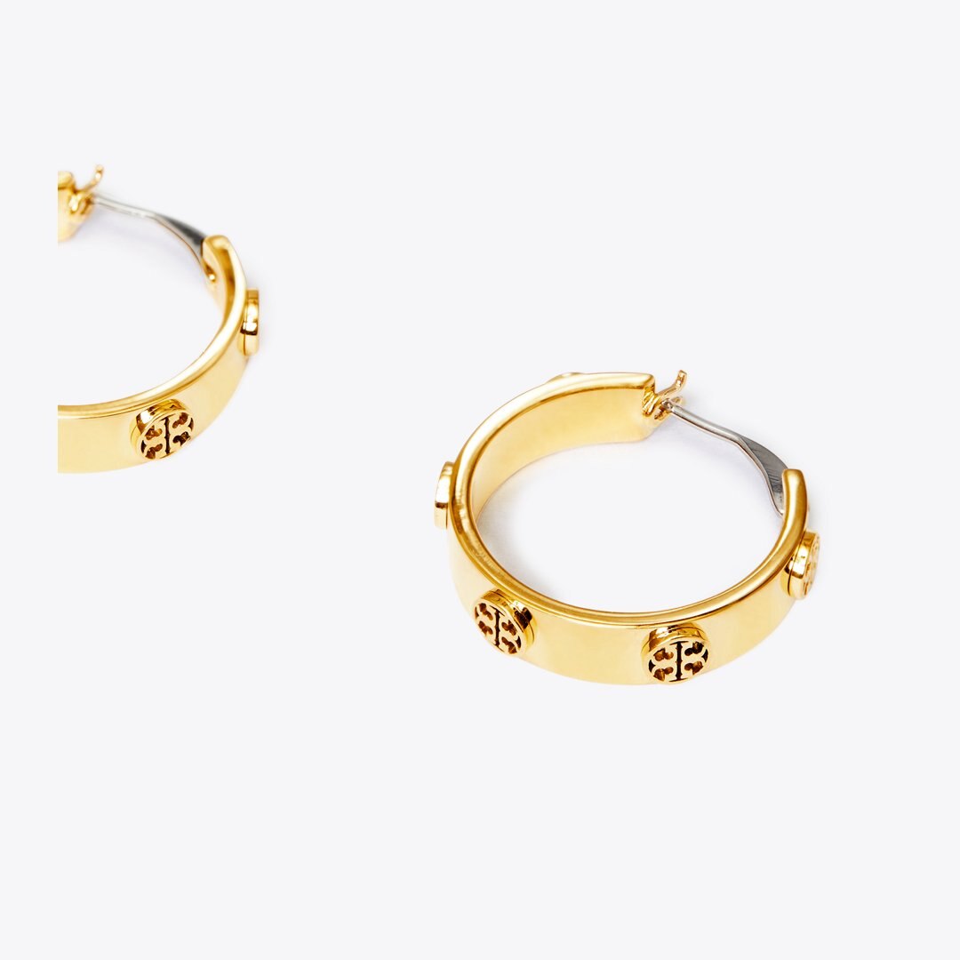 Tory Burch Small Icon Hoop Earrings Tory Gold