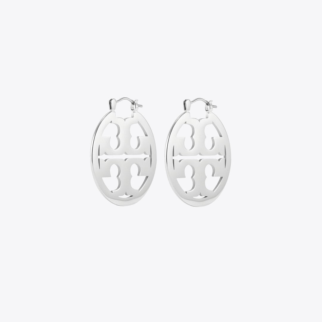 Tory Burch Small Icon Hoop Earrings Tory Silver