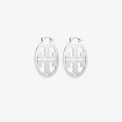 Tory Burch Small Icon Hoop Earrings Tory Silver