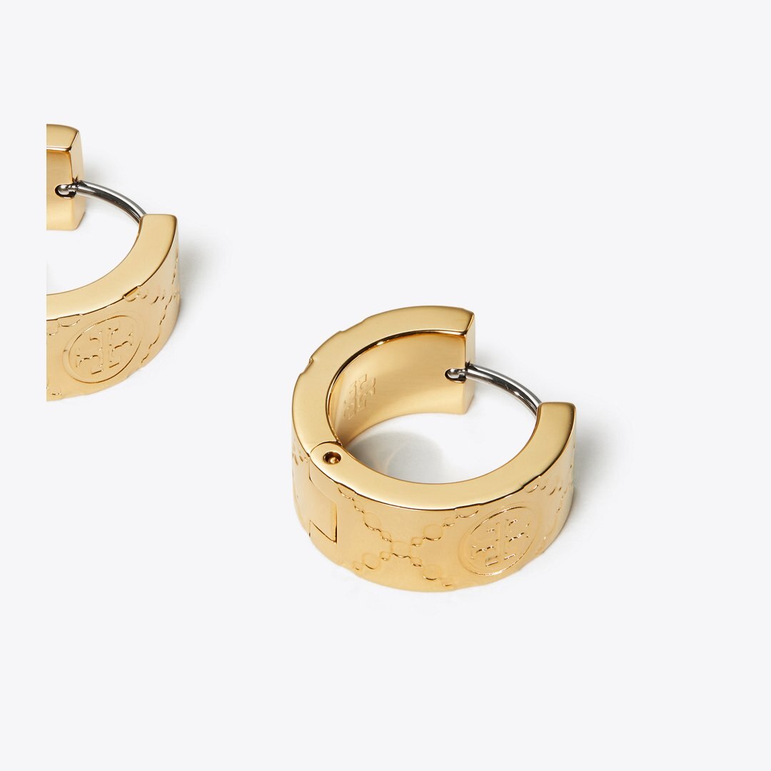 Tory Burch Small Icon T Monogram Hoop Earrings Tory Gold