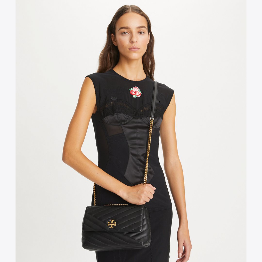 Tory Burch Small Kira Chevron Shoulder Bag Black