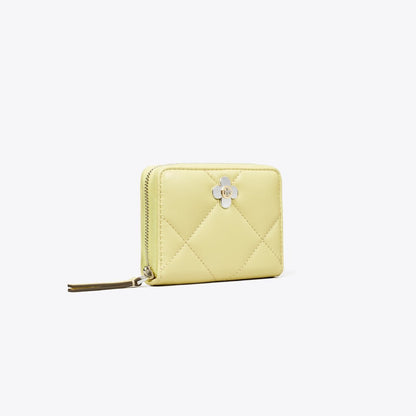 Tory Burch Small Kira Diamond Quilt Clover Zip-Around Wallet Frozen Zest
