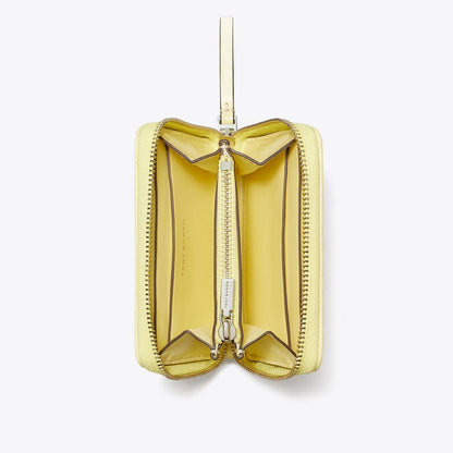 Tory Burch Small Kira Diamond Quilt Clover Zip-Around Wallet Frozen Zest