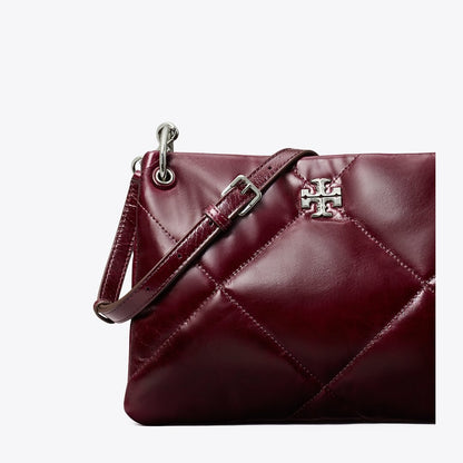 Tory Burch Small Kira Diamond Quilt Distressed Shoulder Bag Dark Carmine