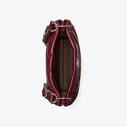 Tory Burch Small Kira Diamond Quilt Distressed Shoulder Bag Dark Carmine