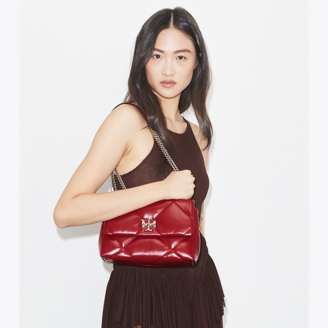 Tory Burch Small Kira Diamond Quilt Shoulder Bag Red