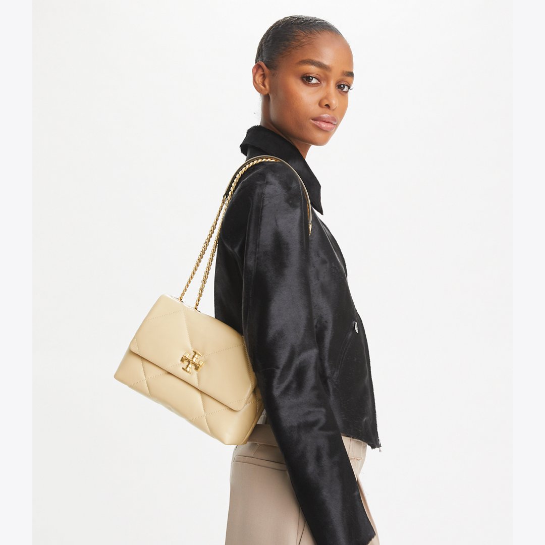 Tory Burch Small Kira Diamond Quilt Shoulder Bag Vanilla Soft Serve