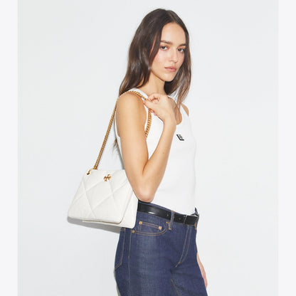 Tory Burch Small Kira Diamond Quilt Shoulder Bag Warm White