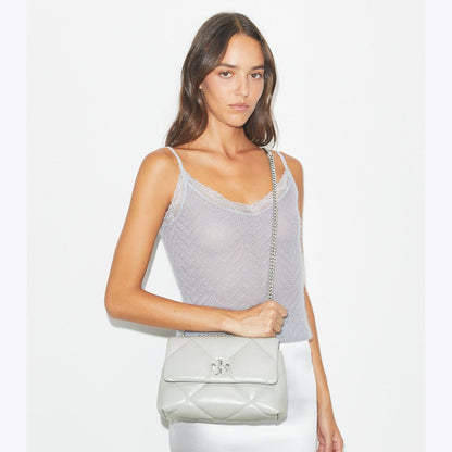 Tory Burch Small Kira Diamond Quilt Shoulder Bag Gray