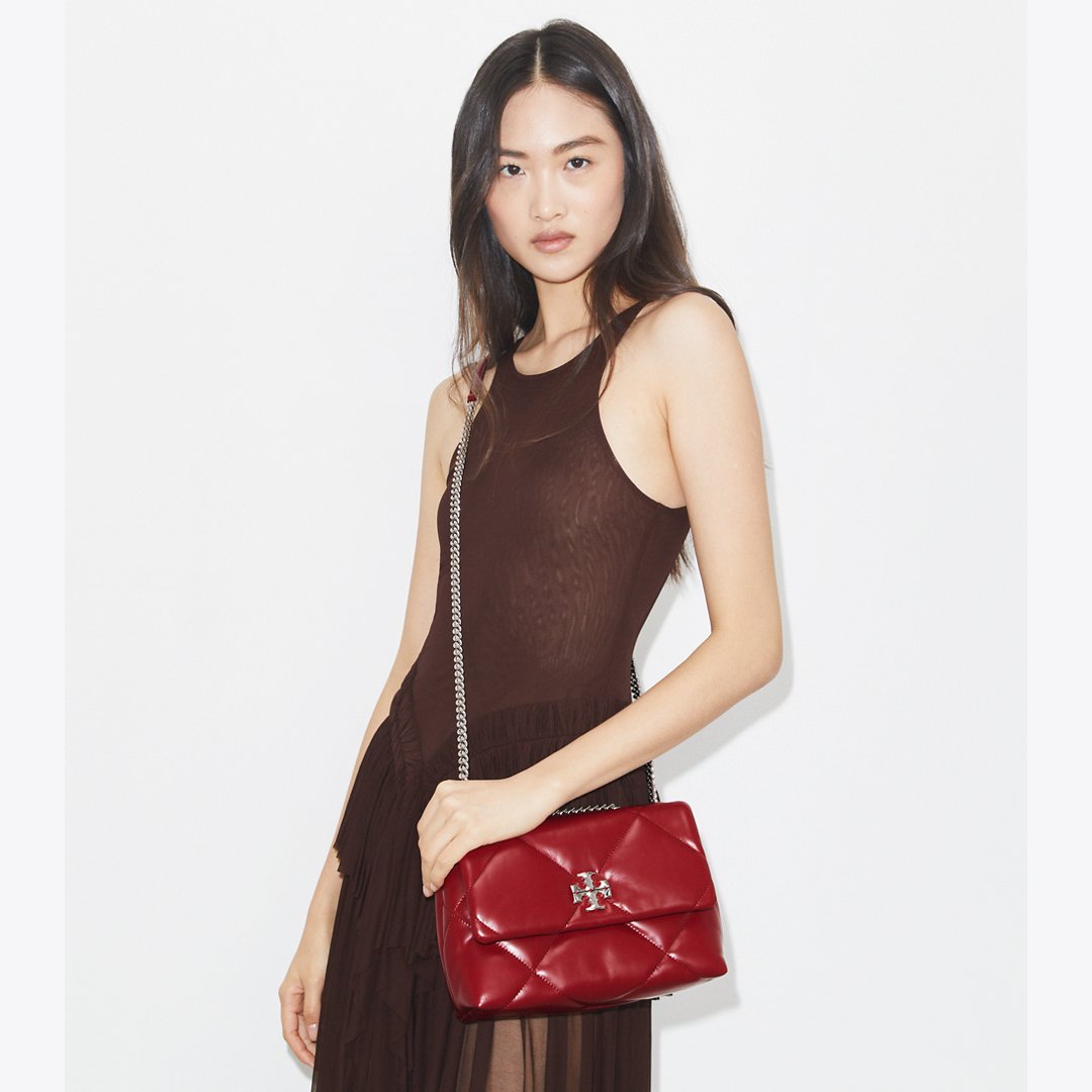 Tory Burch Small Kira Diamond Quilt Shoulder Bag Red