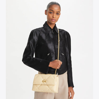 Tory Burch Small Kira Diamond Quilt Shoulder Bag Vanilla Soft Serve