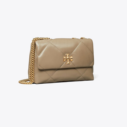 Tory Burch Small Kira Diamond Quilt Shoulder Bag Taupe Oak