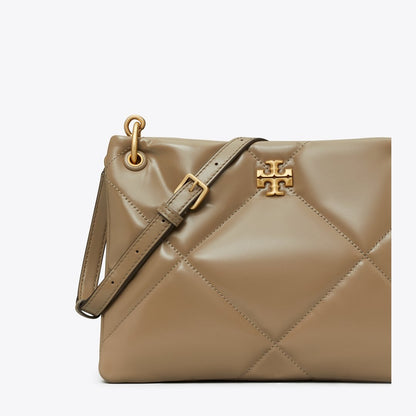 Tory Burch Small Kira Diamond Quilt Shoulder Bag Taupe Oak