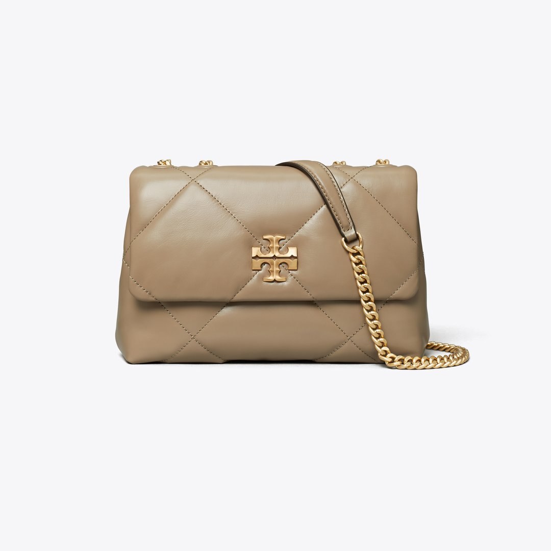 Tory Burch Small Kira Diamond Quilt Shoulder Bag Taupe Oak