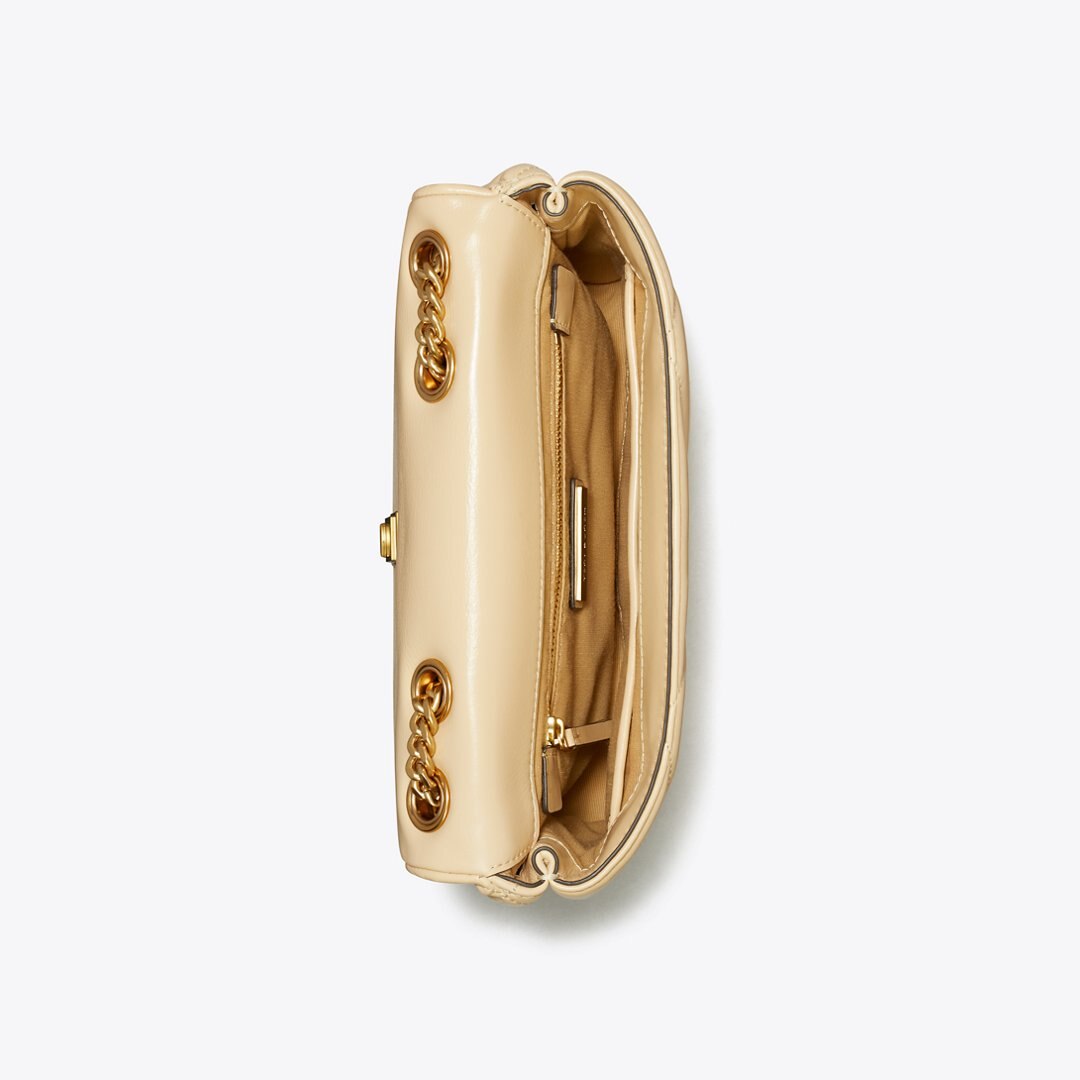 Tory Burch Small Kira Diamond Quilt Shoulder Bag Vanilla Soft Serve