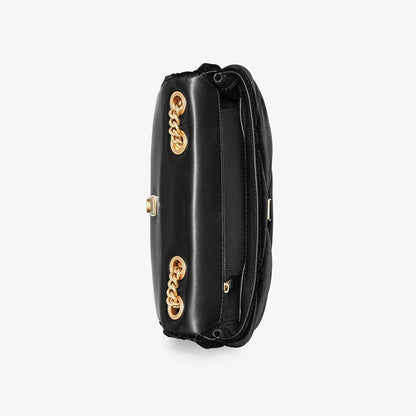 Tory Burch Small Kira Diamond Quilt Velvet Pav Shoulder Bag Black