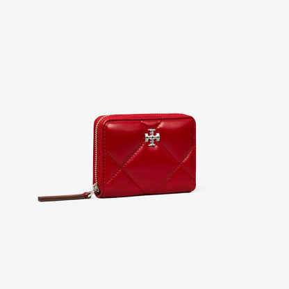 Tory Burch Small Kira Diamond Quilt Zip-Around Wallet Red