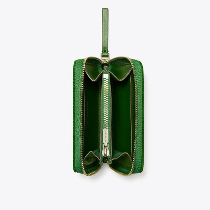 Tory Burch Small Kira Flocked Zip-Around Wallet Emerald