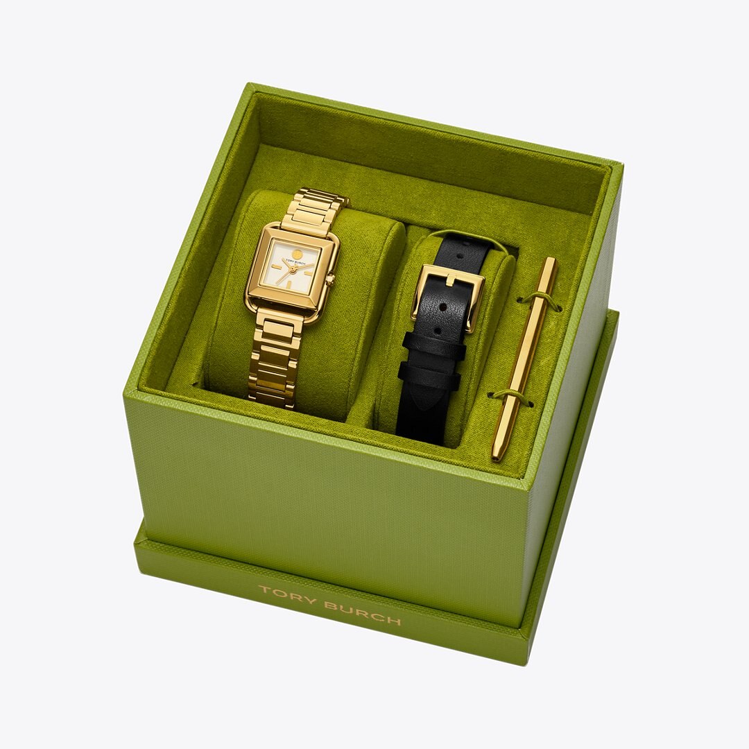 Tory Burch Small Kira Watch Gift Set IVORY/GOLD/BLACK