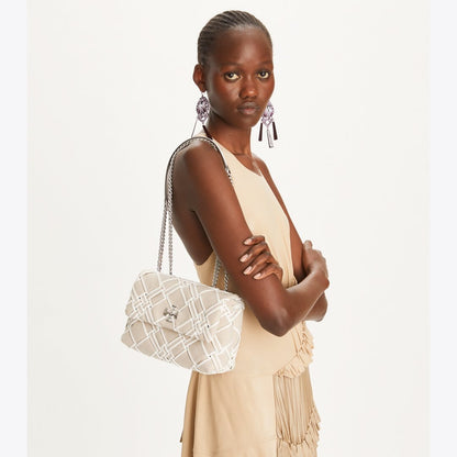 Tory Burch Small Kira Woven Canvas Shoulder Bag Natural / Blanc