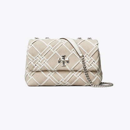 Tory Burch Small Kira Woven Canvas Shoulder Bag Natural / Blanc