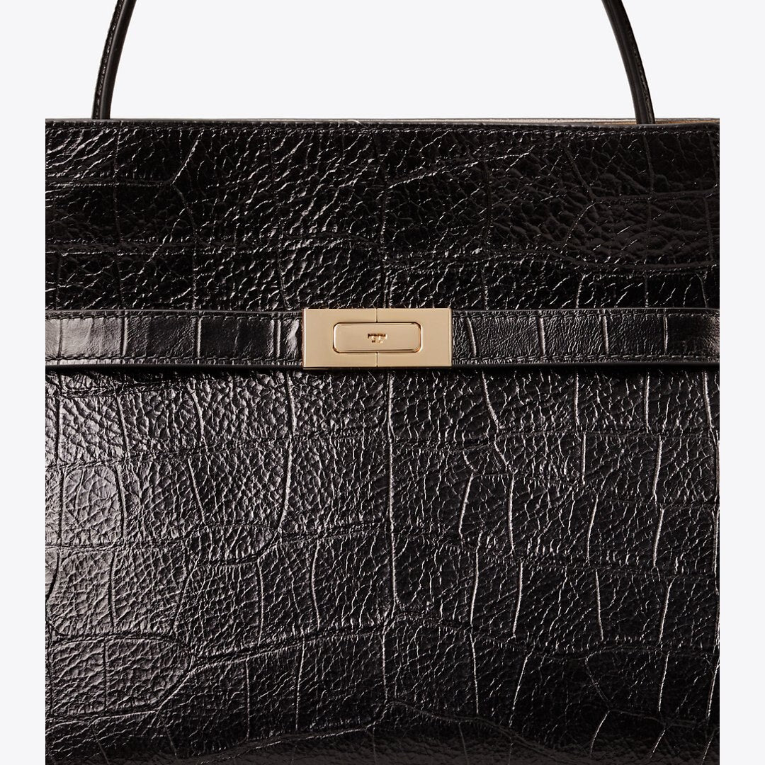 Tory Burch Small Lee Radziwill Embossed Double Bag Black