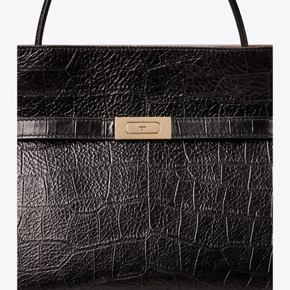 Tory Burch Small Lee Radziwill Embossed Double Bag Black