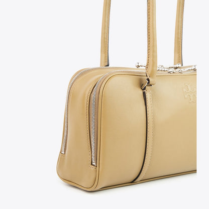 Tory Burch Small Marshmallow Satchel Coconut Shell/ Classic Brown