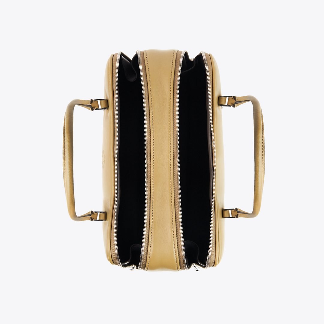 Tory Burch Small Marshmallow Satchel Coconut Shell/ Classic Brown