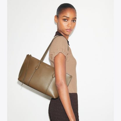 Tory Burch Small Perry Zip Tote Wild Mushroom