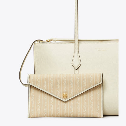 Tory Burch Small Perry Zip Tote Warm White