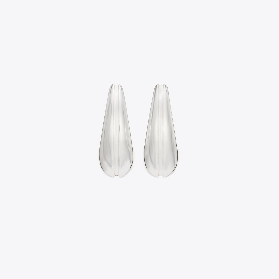 Tory Burch Small Pierced Hoop Earrings Light Silver