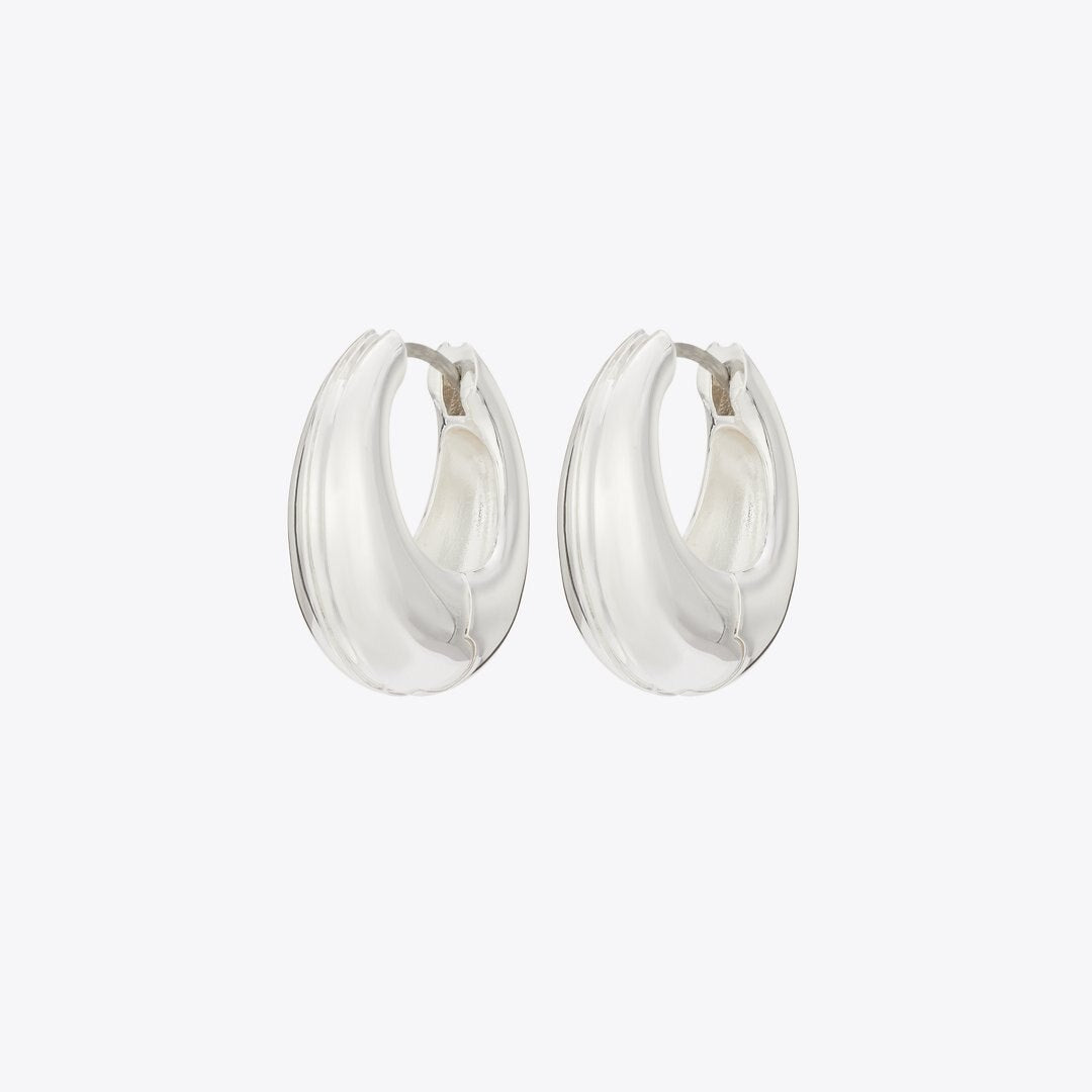 Tory Burch Small Pierced Hoop Earrings Light Silver